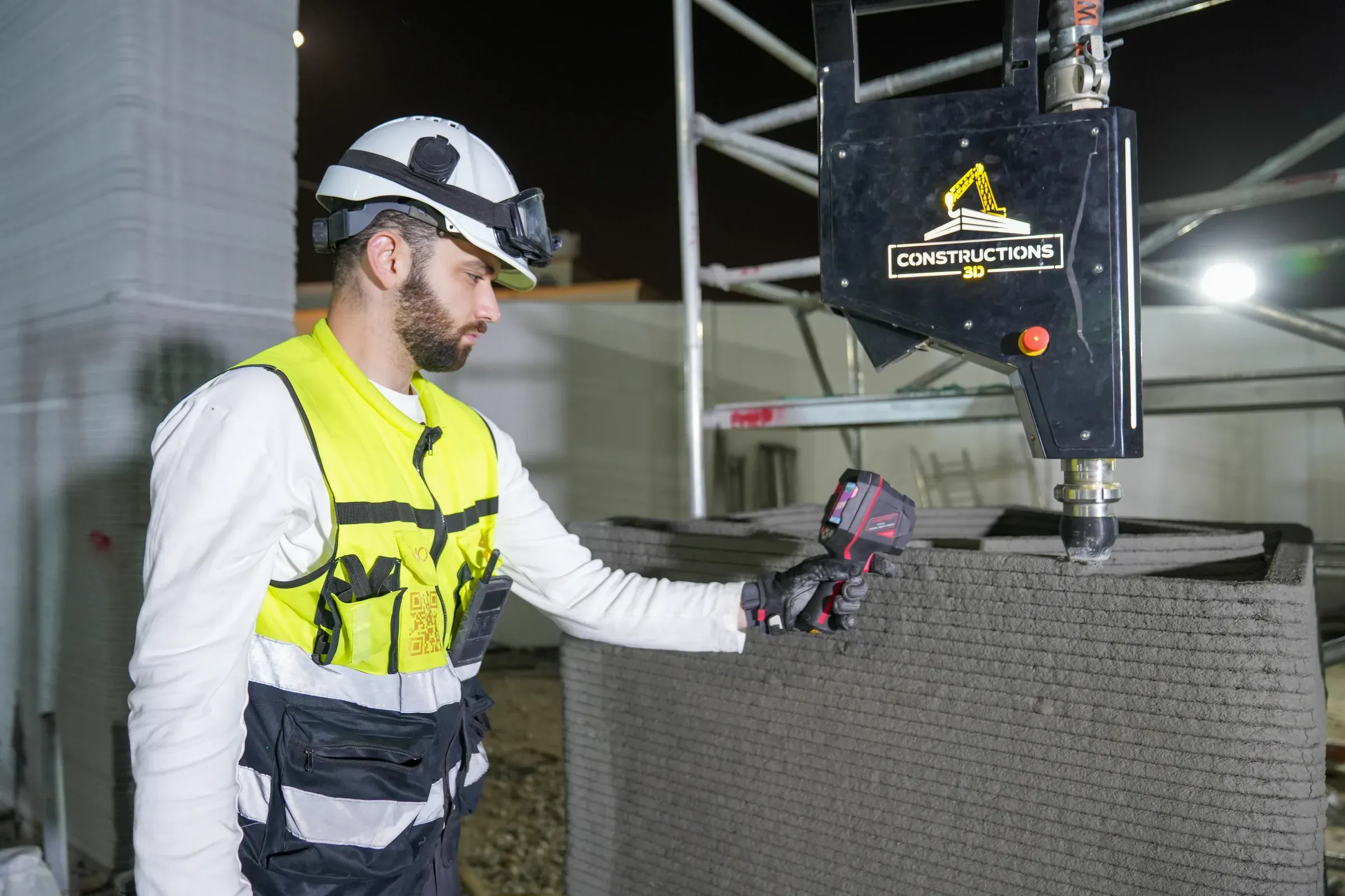 The operator checking the nozzle over fresh layers during a night print