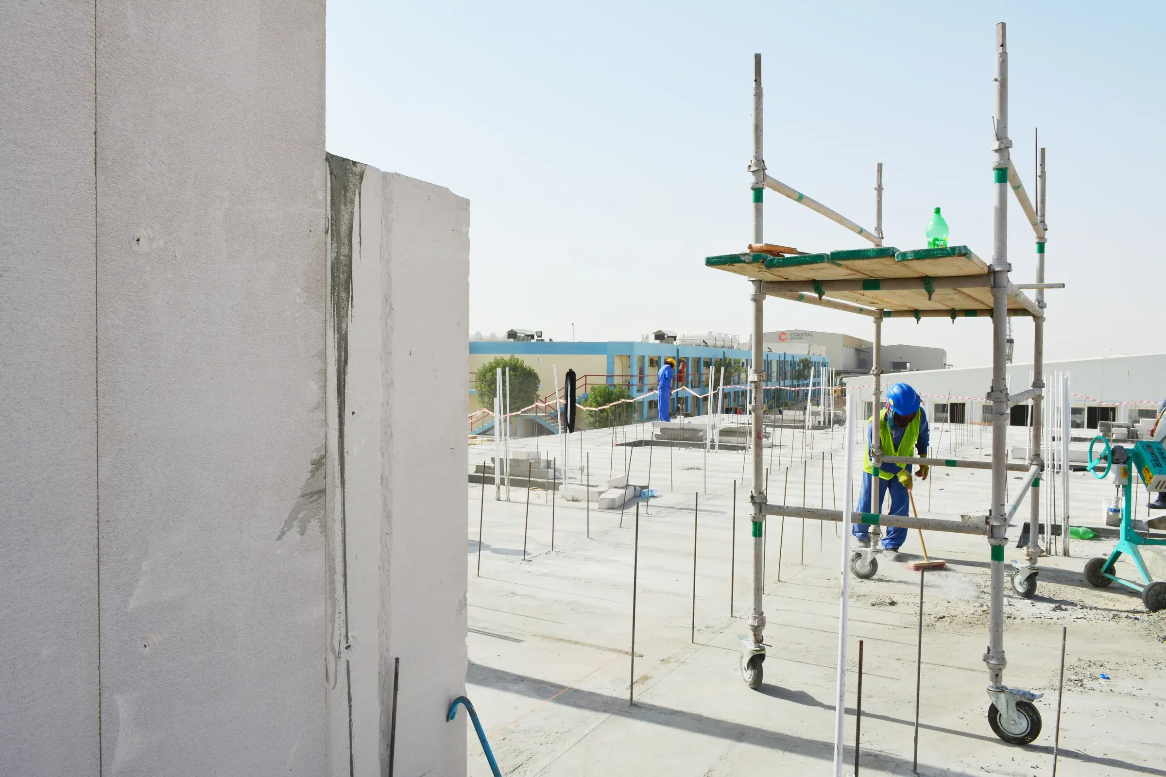 Installation crew at an AAC panel wall